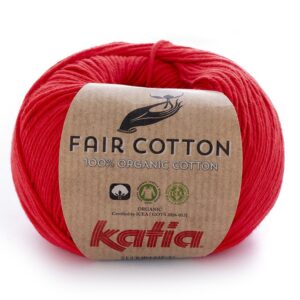 laine fil faircotton tricoter coton bio gots rouge printemps ete katia 4 fhd